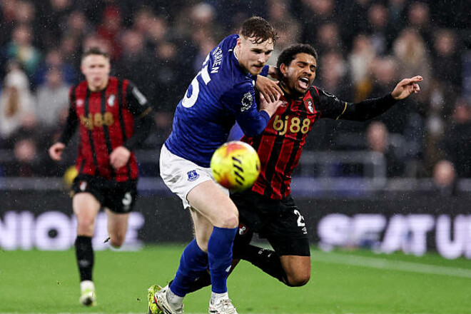 Эвертон уступил Борнмуту дома, Миколенко провел 25-й матч в сезоне